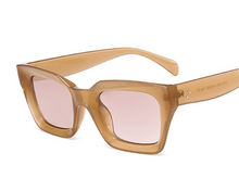 Load image into Gallery viewer, Tan Square Transparent Frames Light Brown Lens Sunglasses
