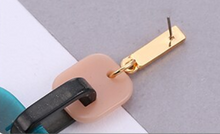 Load image into Gallery viewer, Marbled Blush Green Acrylic Square Dangler Push Back Earrings
