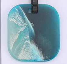 Load image into Gallery viewer, Marbled Blush Green Acrylic Square Dangler Push Back Earrings
