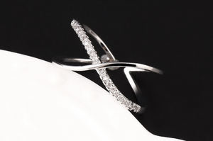 Adjustable Silver Plated X-Cross Ring