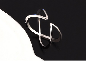 Adjustable Silver Plated X-Cross Ring
