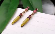 Load image into Gallery viewer, Olive Opal Gemstone Earrings
