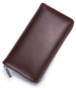 Long Silver Plated Zipper Organizer Triple Row Sleeve Wallet