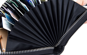 Long Silver Plated Zipper Organizer Triple Row Sleeve Wallet