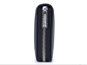 Long Silver Plated Zipper Organizer Triple Row Sleeve Wallet