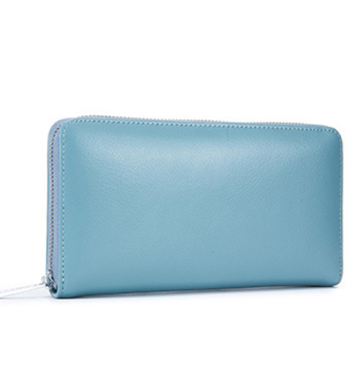 Long Silver Plated Zipper Organizer Triple Row Sleeve Wallet