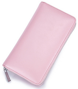Long Silver Plated Zipper Organizer Triple Row Sleeve Wallet