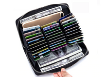 Load image into Gallery viewer, Long Silver Plated Zipper Organizer Triple Row Sleeve Wallet
