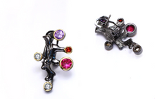 Load image into Gallery viewer, Black Enameled &amp; CZ Earrings
