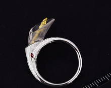 Load image into Gallery viewer, Sterling Silver Crystal Calla Lily Red CZ Adjustable Ring

