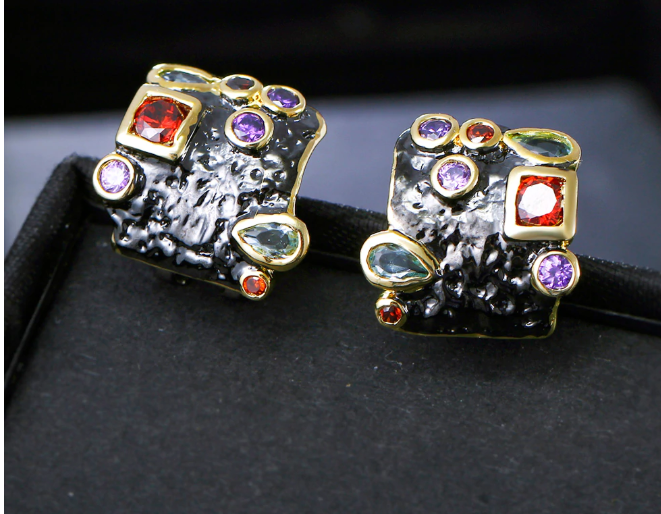 Black Gun CZ Earrings