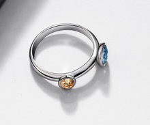 Load image into Gallery viewer, Blue &amp; Topaz CZ Solitaire Ring
