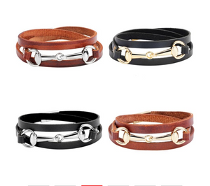 Leather & Anchor Bracelet with Magnetic Closure