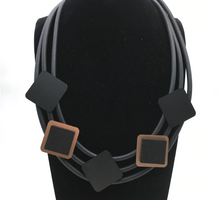 Load image into Gallery viewer, Black Rolled Rubber &amp; Aluminum Necklace
