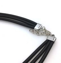 Load image into Gallery viewer, Black Rolled Rubber &amp; Aluminum Necklace
