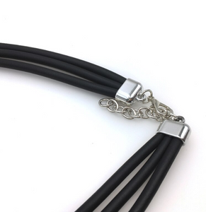 Black Rolled Rubber & Aluminum Necklace