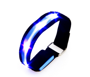 LED Night Safety Reflective Wristband Black Nylon Velcro & Buckle