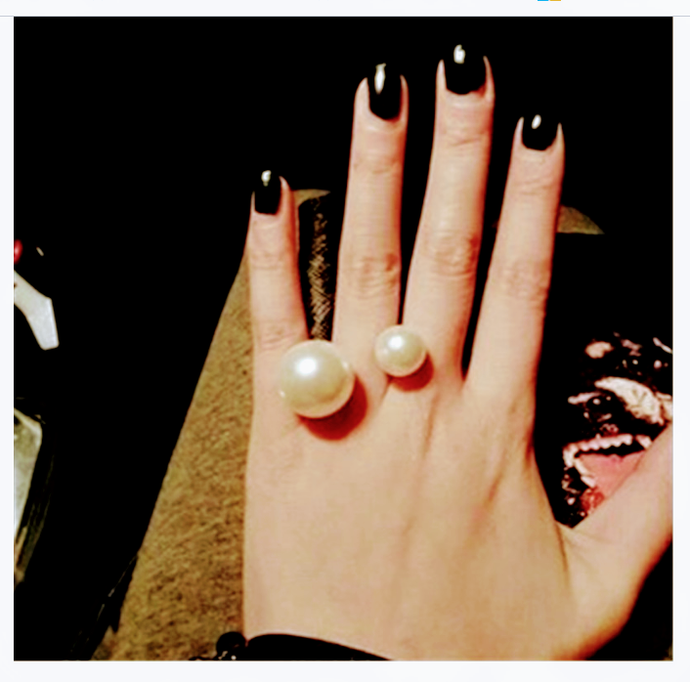 White Simulated Double Pearl Ring