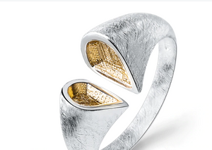 Sterling Silver Golden Love Hearts Ring