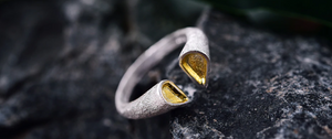 Sterling Silver Golden Love Hearts Ring