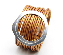 Load image into Gallery viewer, Leather Multi Strand Wrap Matte Silver Ctr. Magnetic Closure Bracelet
