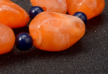 Load image into Gallery viewer, 2 Strand Marbled Resin Stones with Navy Blue Beads Claw Clasp
