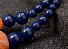 Load image into Gallery viewer, 2 Strand Marbled Resin Stones with Navy Blue Beads Claw Clasp
