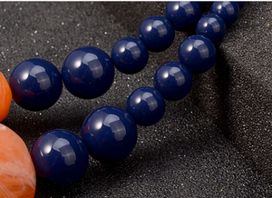 2 Strand Marbled Resin Stones with Navy Blue Beads Claw Clasp