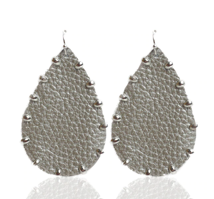 Leather Teardrop with Studded Edges Fish Hooks