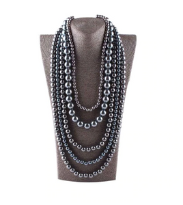Simulated Pearls 5 Strands 34"