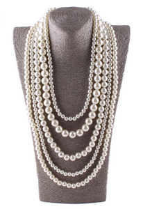 Simulated Pearls 5 Strands 34"