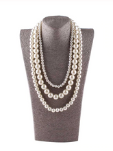 Load image into Gallery viewer, Simulated Pearls 3 Strands 24&quot;
