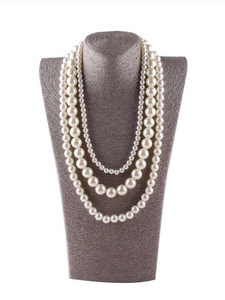 Simulated Pearls 3 Strands 24"