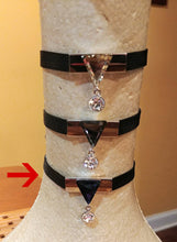 Load image into Gallery viewer, Black Braided Ribbon Choker with Triangle Crystal Pendant
