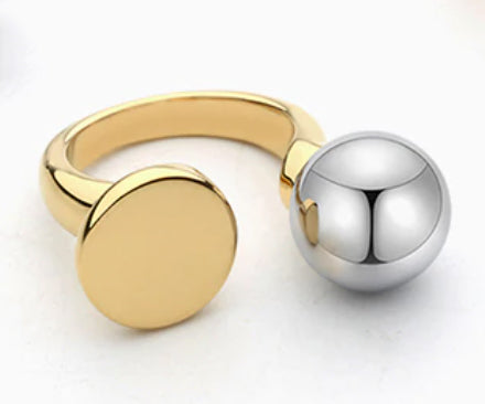 Open Ended 100% Copper Ball & Circle Ring Sz. 8